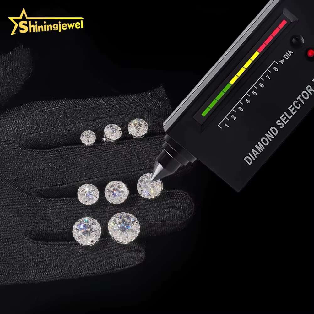 Full Range of Size Hot Sale Hip Hop Jewelry Bezel Setting Ear Studs 925 Sterling Silver VVS Moissanite Stud Earrings Mens Women