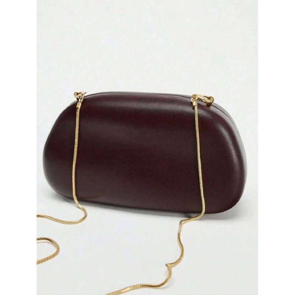 Stylish Simple Buckle Decorative Clutch European And American Retro Dinner Metal Chain, Box Bag,