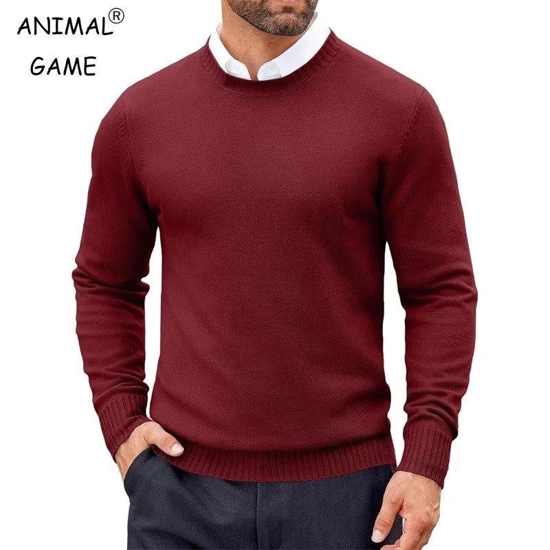 Streetwear Mens Dress Crew Neck Sweater Slim Fit Lightweight Sweatshirts Knitted Pullover Casual Fashion Long Sleeve Sweater 250616