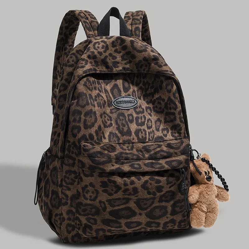 Leopard print Woman Backpack School Book Bags For Teenage s New Female College Bag Student Lady leisure BagPack Z250617