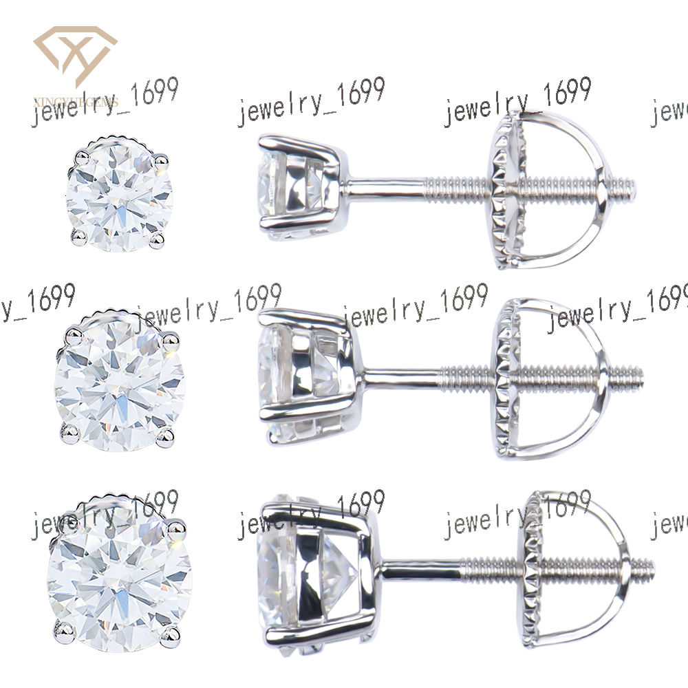4mm 5mm 6.5mm Classic D Mossanite Screw Earrings Fine Jewelry 925 Sterling Silver Vvs Moissanite Diamond