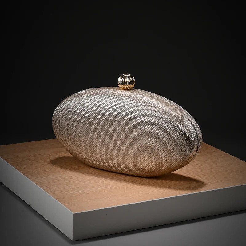 Women Oval Evening Clutch Bag Ladies pu Hand bags metal Chain Shoulder for Wedding Party gift bag 250614