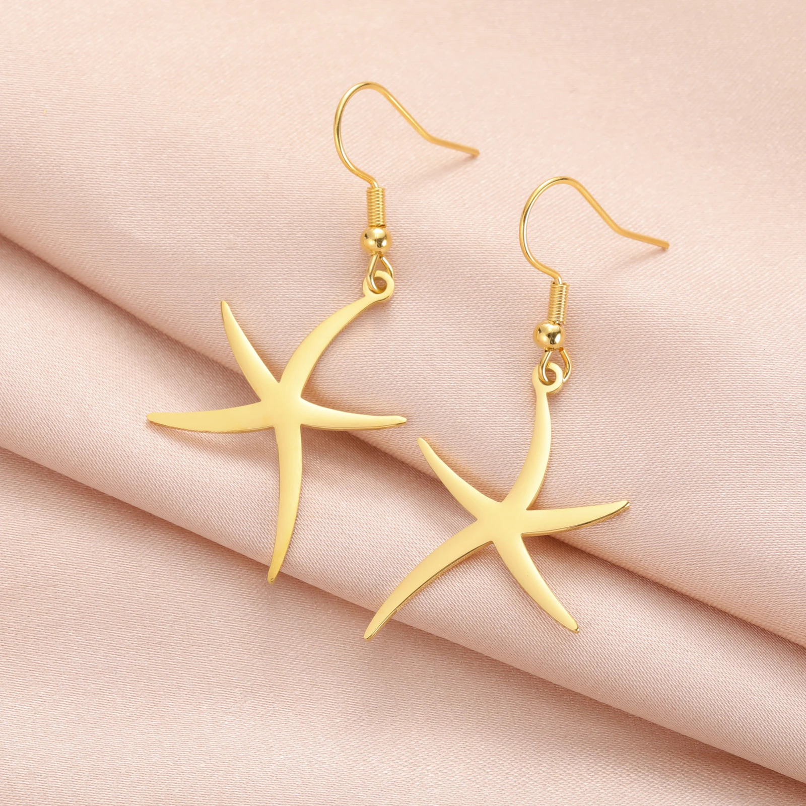 Lucktune Bohemia Starfish Pendant Dangle Earrings for Women Stainless Steel Ocean Beach Seastar Earrings Trendy Party Jewelry 250610