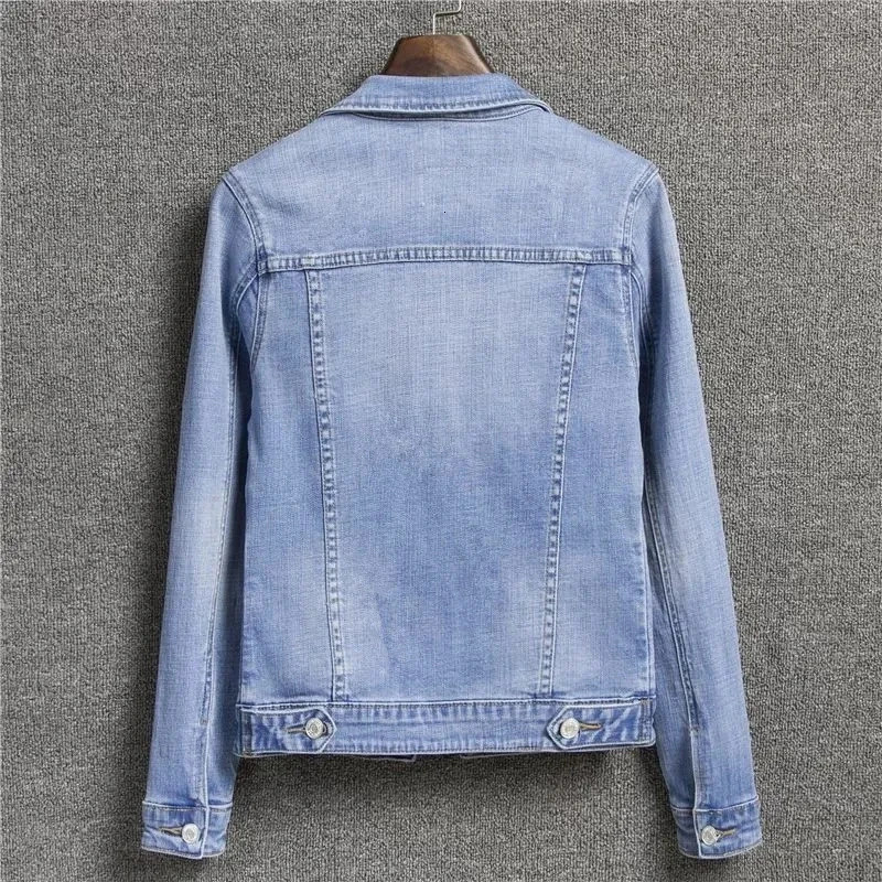 Autumn Womens Casual Denim Jacket Womens Long-Sleeved Single-Breasted Jeans Jacket Womens Short Top 250616