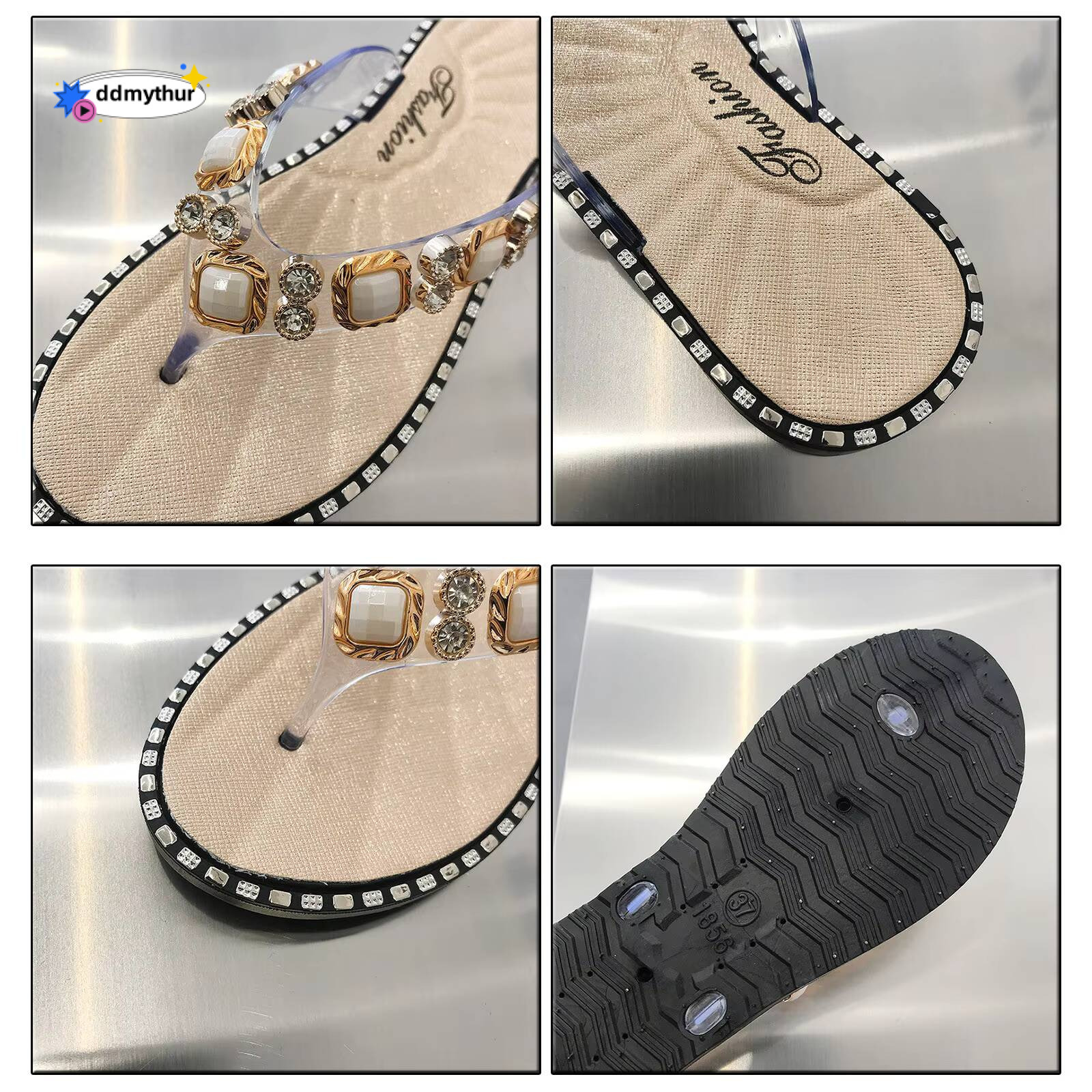Flops for Women with Arch Support Memory Foam Women's Casual Flip Crystall Flat Flop Womens Ultra Comfort Thong Sandal ddmythur