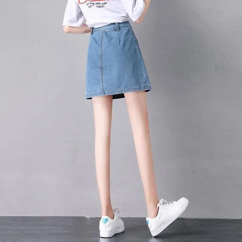White Midi Jeans Skirts for Women High Waist A Line Clothing Sales Aesthetic Korean Style Modest Trend 2025 Woman Denim Skirt