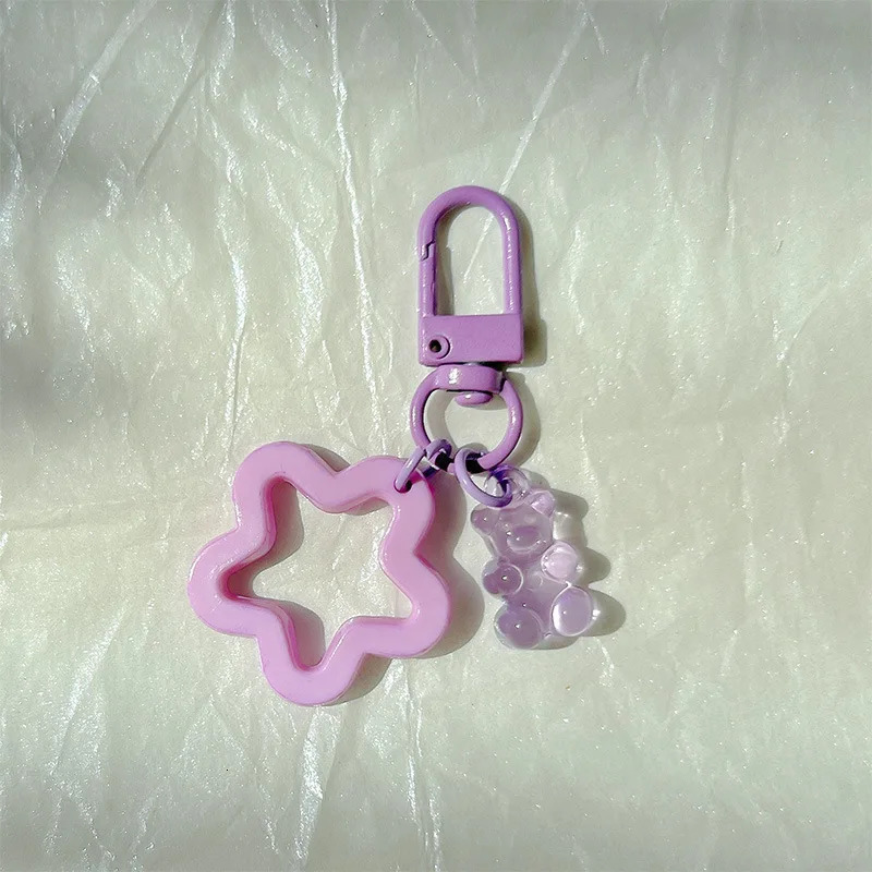 10pcs Metal Keyrings Buckle With Stars Bear Pendant Colored Keychain For Diy Jewelry Making Key Ring Accessories Wholesale 250616