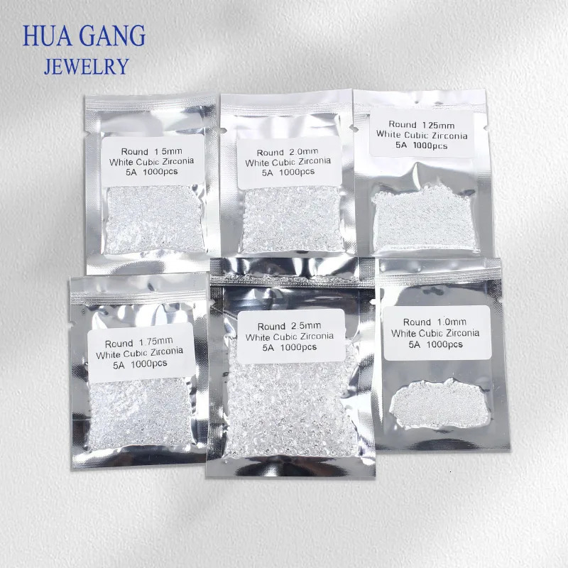 1000pcs/bag AA Grade White 0.8~5.0mm Loose Zircon Stone Brilliant Round Cut Cubic Zirconia Stones For Jewelry Making DIY 250617