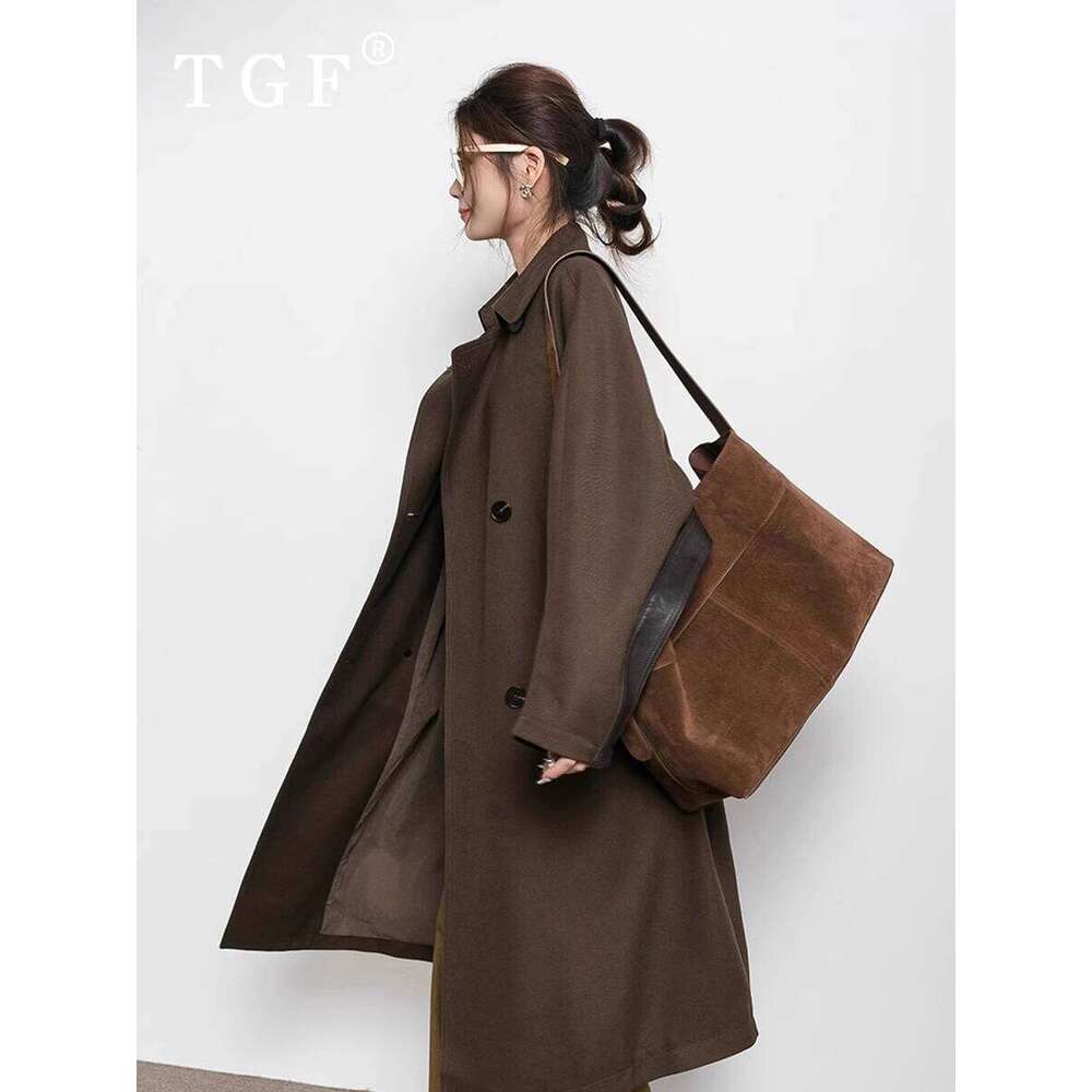 High End Melard Coffee Color Commuter Tote for Women New Suede Single Shoulder Crossbody Bucket Bag