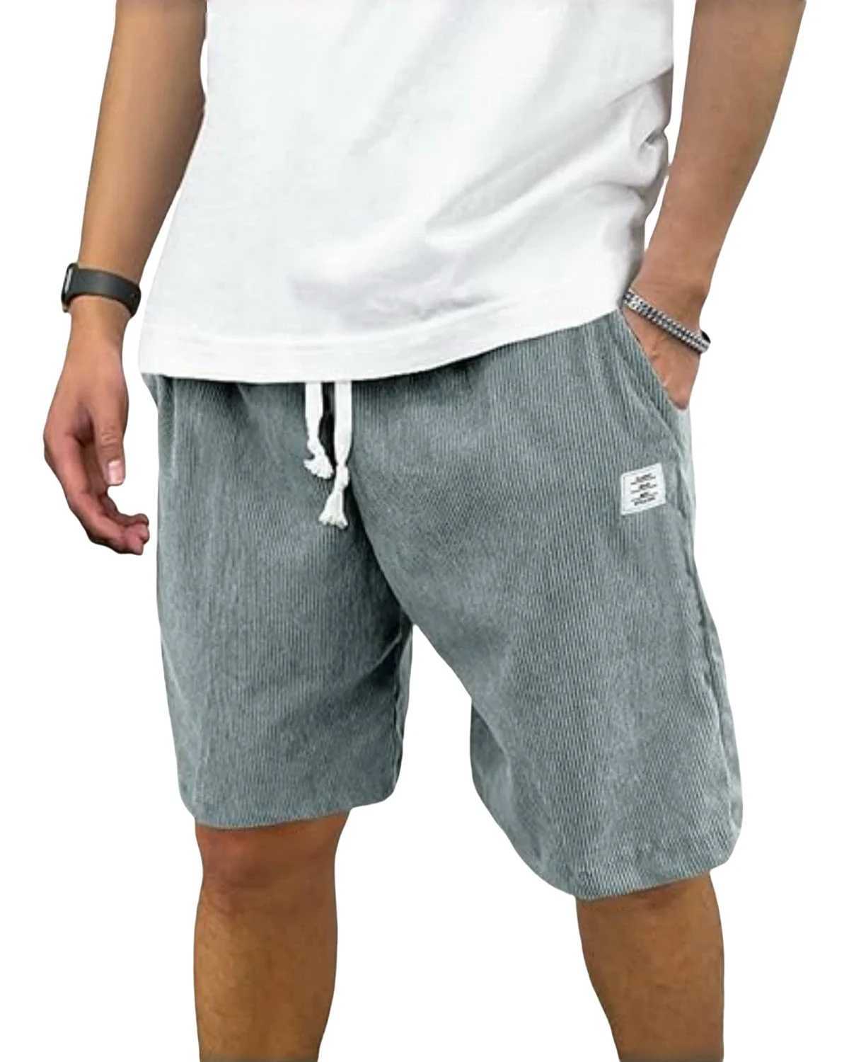 Summer New Solid-Color Lace-Up Sports Pants Corduroy Fashion Shorts Mens Casual Sports Shorts with Label Letters for Men Z250617