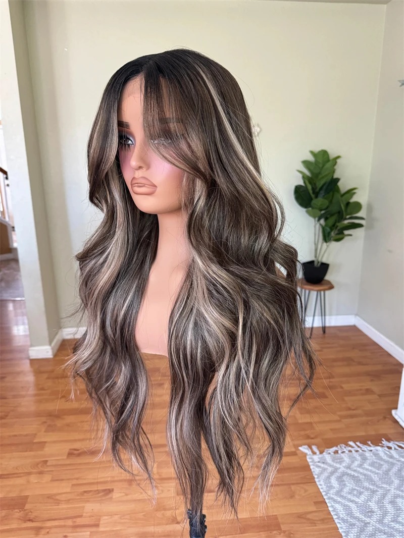 Hd Transparent Body Wave Lace Front Wig Colored Highlight Human Hair Wigs For Women Brazilian 4/27 Blonde Pre Plucked Wigs Synthetic