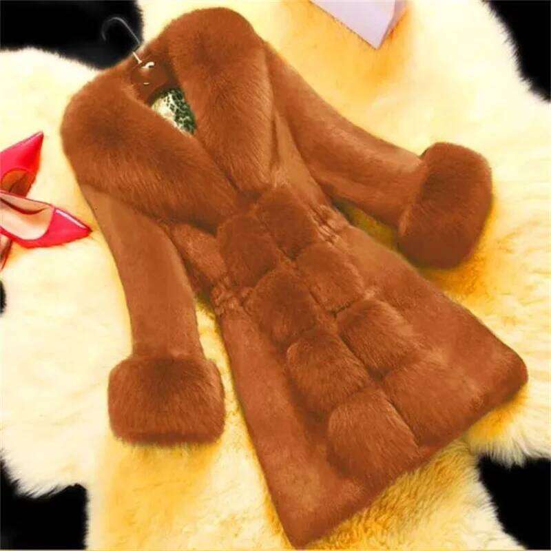 Women's Coat Medium Length Imitation Mink Rabbit Integrated Fashion Warm Jacket Middle aged Female Fur Jackets 5XL