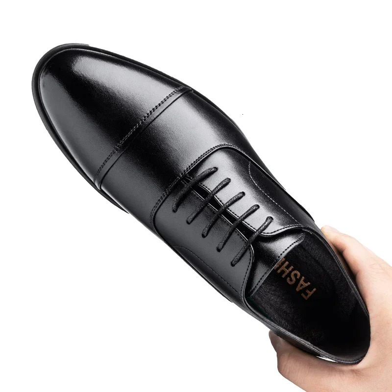 Men 37- Mens Flat / 6CM Heightening Elevator Shoes Business Formal Leather Shoes Man British Casual Wedding Suit Shoes 250613