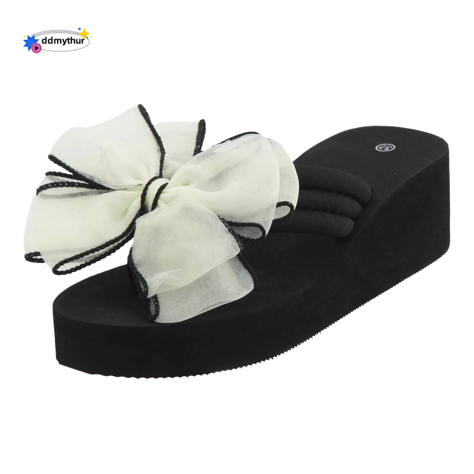 High Heeled Sandals For Women Fashion Women's Non Slip Flip Flops Round Toe Beach Holiday Shoes Cloud Cushion Slides ddmythur