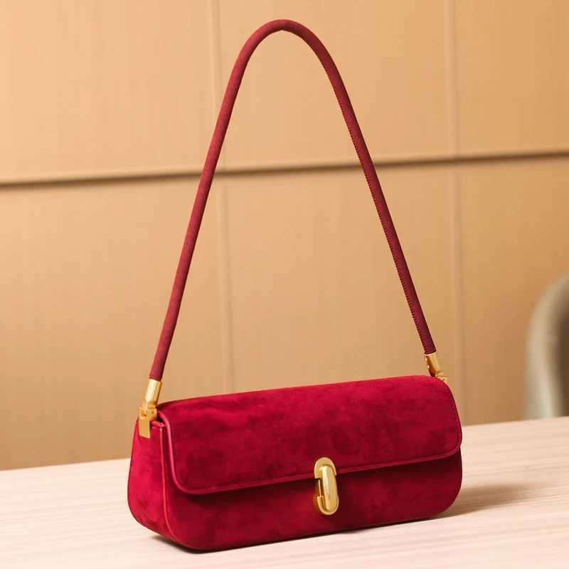 Vintage Faux Suede Box Bags For Women Designer Handbags And Purses 2024 New In PU Lock Decoration Small Underarm Shoulder Z250617