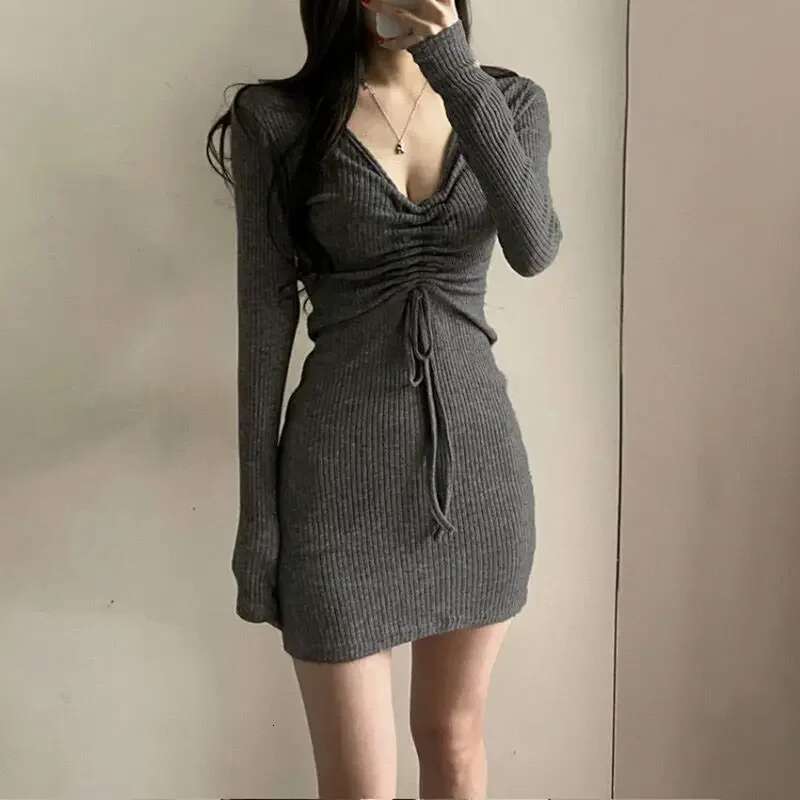 Sensual Sexy Cotton Autumn and Winter Woman Knitted Dress Elegant Luxury Aesthetic Outfits Designer X Crochet Dresses for Women