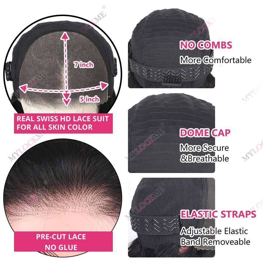 Wig 6x4 5X5 7x5 9x6 Bone Straight Pre Cut Lace Closure Human Hair For Women 180% Glueless Wigs
