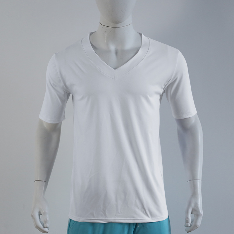 Men's T-shirt street fashion Henry shirt trendy V-neck quick-drying casual short-sleeved shirt sports T-shirt men's European size: S-3XL