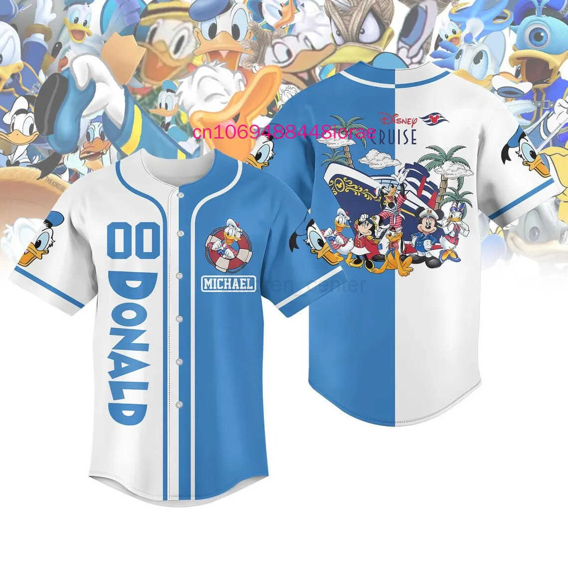 Disney 2025 New Mickey Disney Cruise Baseball Jersey Customized Name 3D Printed Mens Womens Childrens Casual Street Baseball Shirt W250617