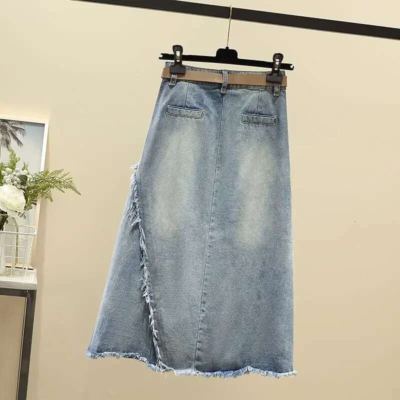 Midi Woman Denim Skirt Clothing Trend 2025 Summer Luxury Elegant Sales Premium Modest Stylish High Waist Jeans Skirts for Women