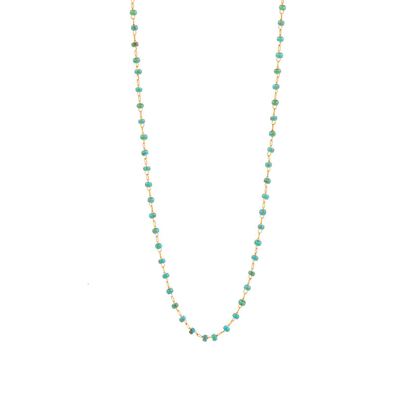 New Fashion Light Double Layer Stacked Bead Necklace for Women Gold Color Titanium Steel Versatile Non-Fading Jewelry