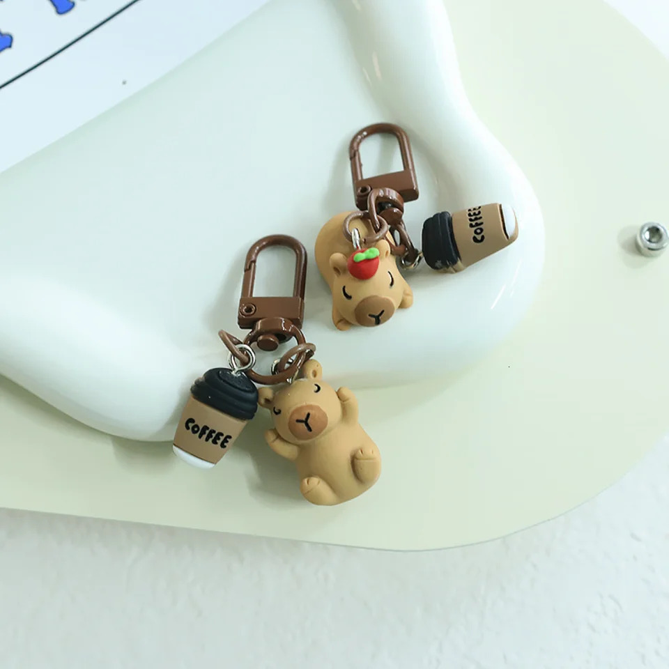 Cartoon Capibara Keychain Small Pendant Resin Three-Dimensional Animal Doll Backpack Shoulder Bag Pendant Clothing Accessories 250616