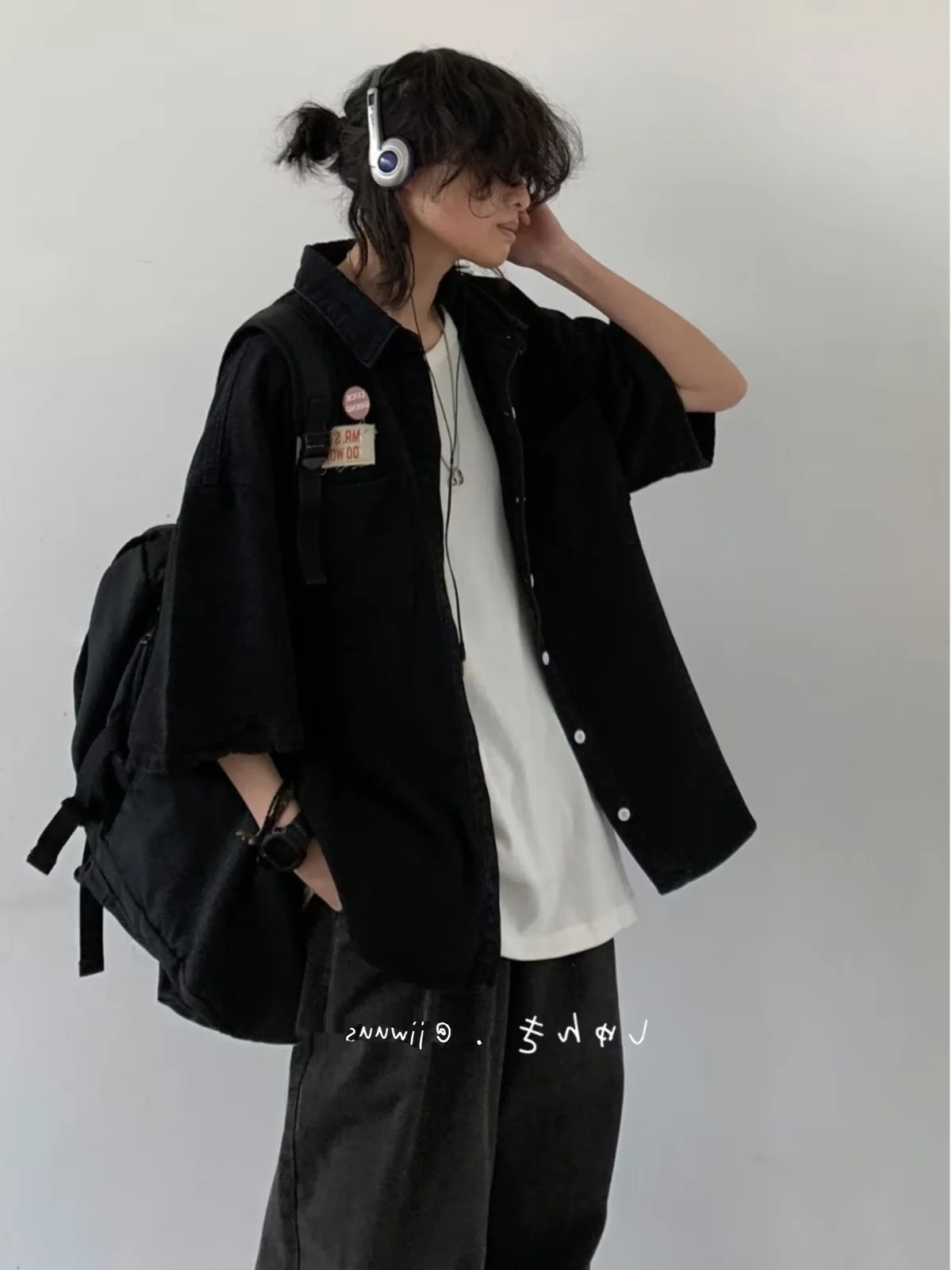 American Cityboy Washed Denim Short Sleeved Shirt Mens Versatile Loose Fitting Shirt Denim Jacket Trendy Coat 250616