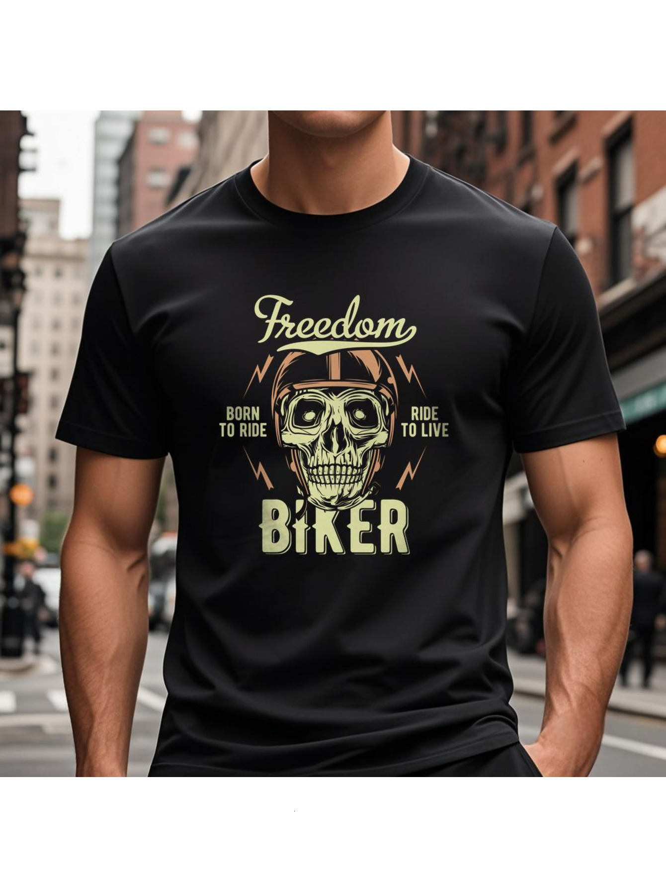 Dongdumaoyi Cotton Black White Round Collar 180G S-3Xl Men Bike Adult Text Short Sleeve T Shirts Skull 0c3e