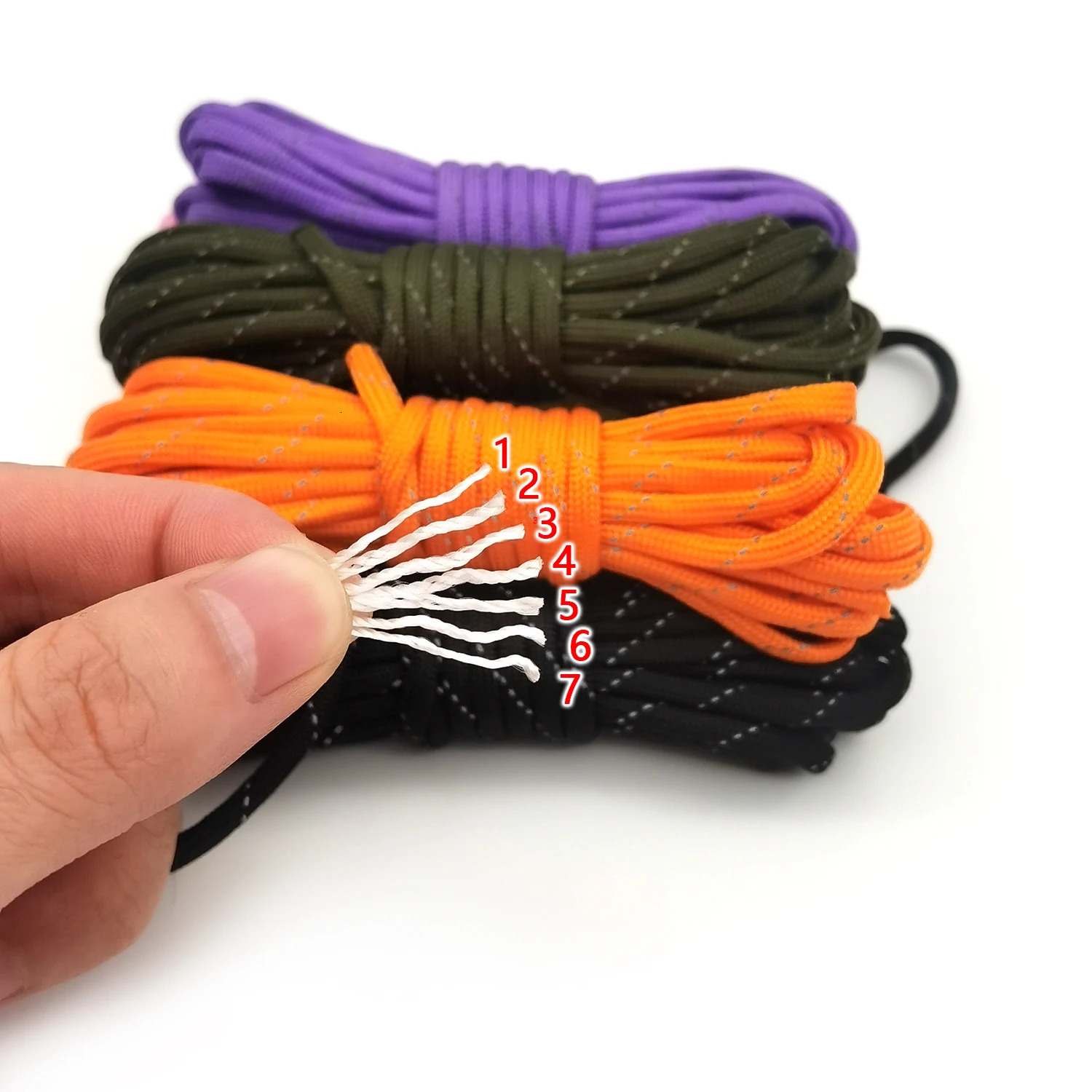 5m10m 7core reflective paracord 4mm diameter Outdoor camping night tent rope Hiking Tent Accessories Bracelet 250611