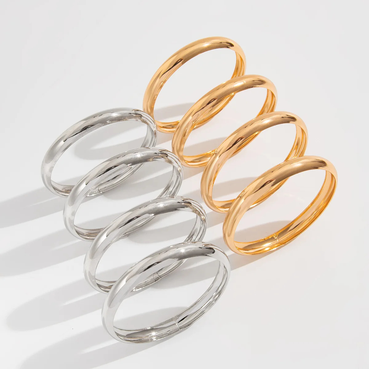 4PcsSet Round Stainless Steel Bracelets Set for Women Twist Texture Bangles Gold Silver Color Jewelry Statement Streetwear Goth 250616