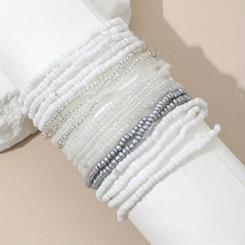 20Pcs Fashionable White Bead Bracelet Charm Stylish Beach Hand Wear Adornment A0KD 250616