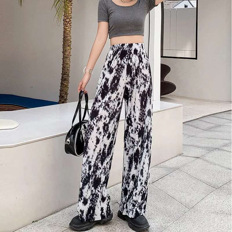 Clothing Fluid Womens Pants Wide Leg Trousers Woman Long Elastic Waist Original Harajuku Chic and Elegant G Korean Fashion 90s