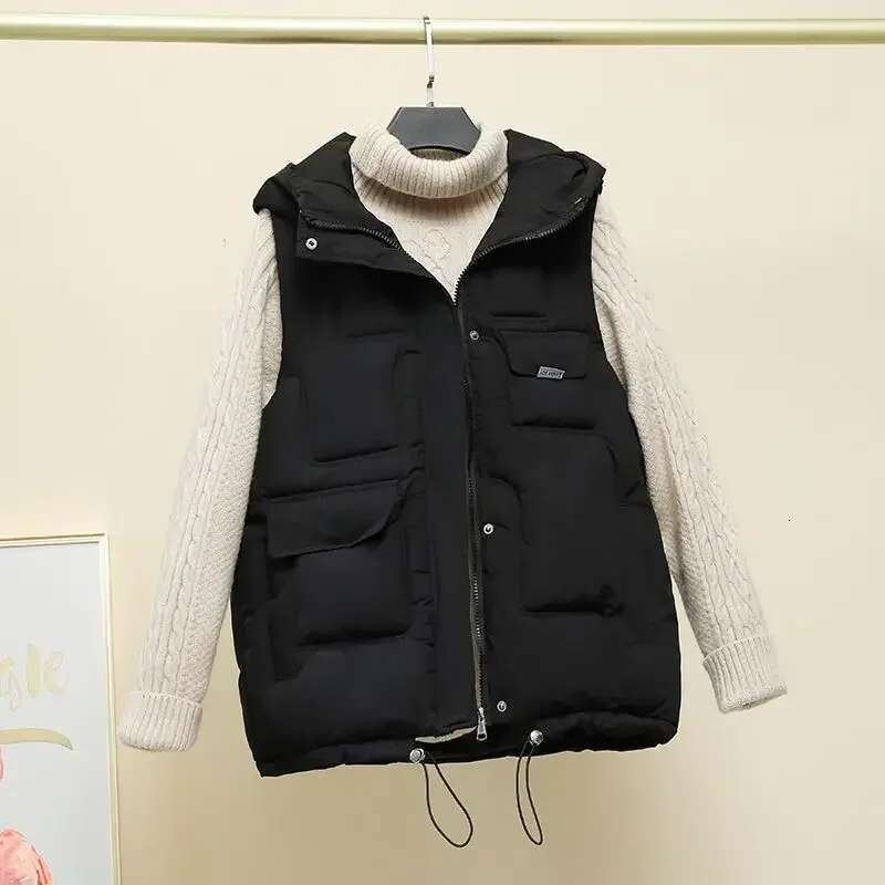 Lady Giletes Solid Color Korean Style Cheap New Outerwear Womens Padded Cotton Vests Insulated Pretty Elegant Warm Lightweight