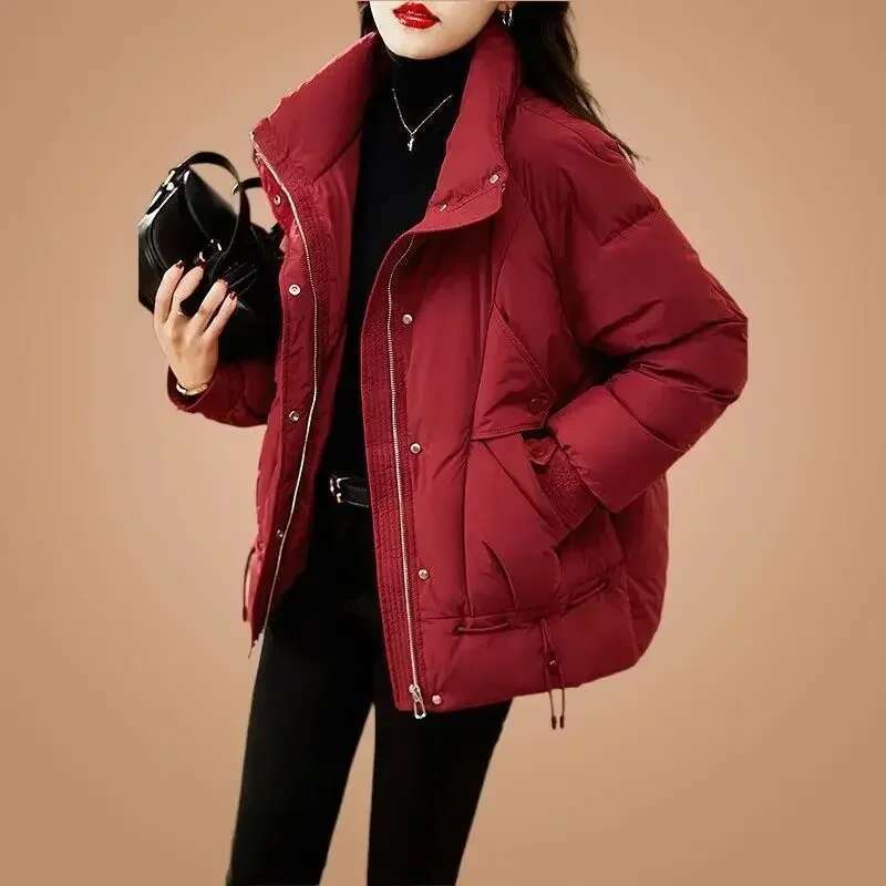 Solid Color Coats for Women Warm Winter on Sale Parkas Woman Thick Lined Cheap Demi-season Modern New in Outerwears Cold Jackets