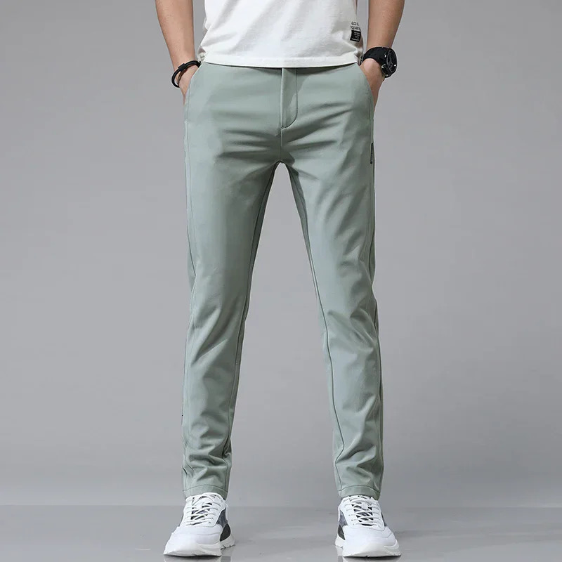 Spring Summer Ultra-thin Mens Stretch Slim Straight Casual Pants High Quality Fashion Breathable Golf Sports Trousers 250614