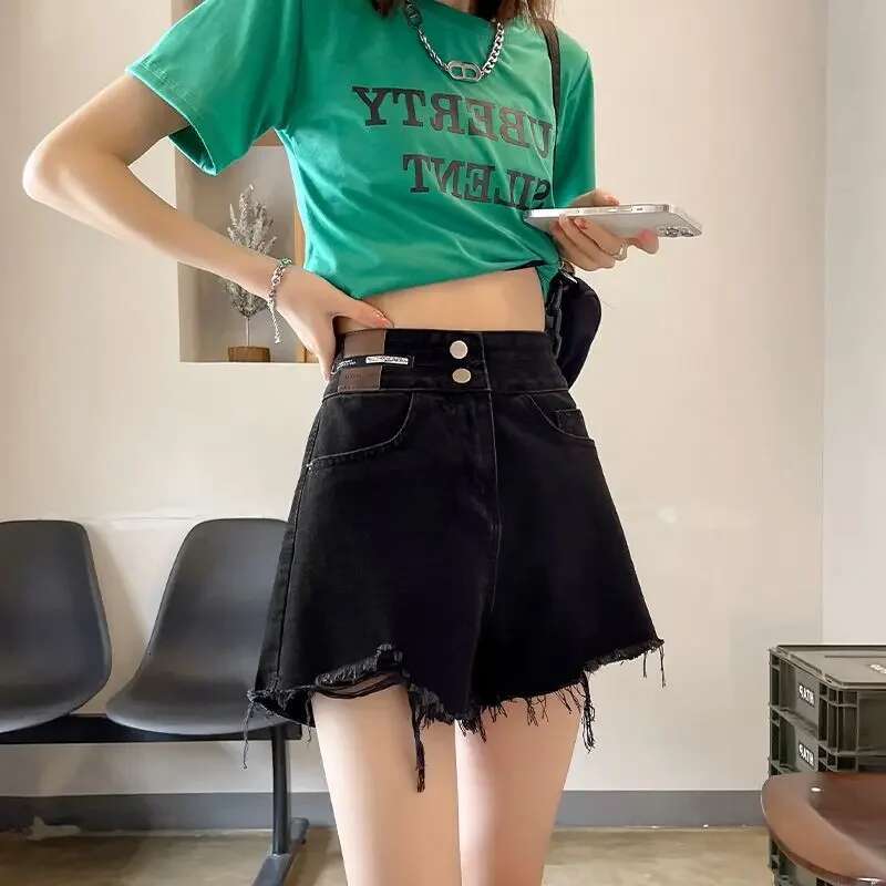 Loose Baggy Wide Womens Denim Shorts Ripped Female Short Jeans Pants Elasticty Hot Harajuku Fashion Offer Original Hot Casual
