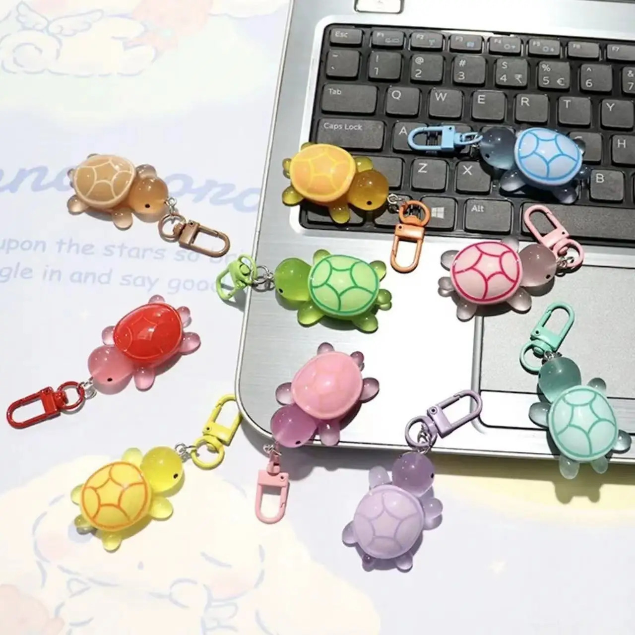 Cute Glow in The Dark Turtle Keychain for Women Girls Backpack Pendant Colorful Tortoise Keyring Student DIY Accessories Gift 250606
