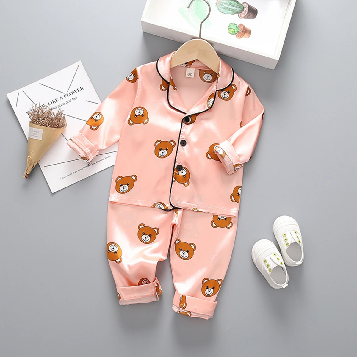 Four Season Baby Girls Clothes Sets Kids Girl Sleepwear Sets Children Pajamas Long Sleeved TopsPants 2Pcs/Set Baby Boy Pyjamas 250617