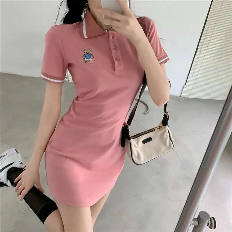 Womens Dress Tshirts Female Dresses 2025 Fairy Clothing Tight Short Kawaii Shirt Bodycon Mini Cute Aesthetic Xxl Fashion X Xl G