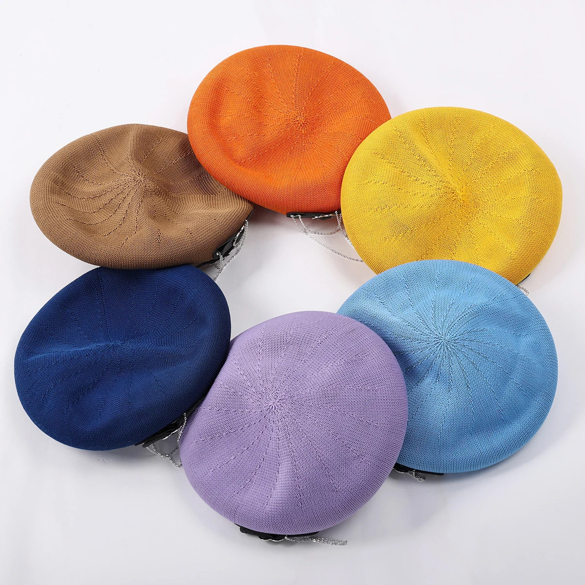 Black Punk Beret for Girls Women 56cm Head Preppy Style Breathable Gothic Lolita JK Hat Beanie 250604