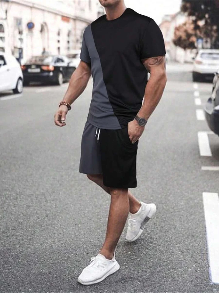 Summer Everyday Casual Mens T-shirt Shorts Set Urban Street Fashion Mens Short-sleeved Outdoor Sports Mens Shorts 3D Printing 250617