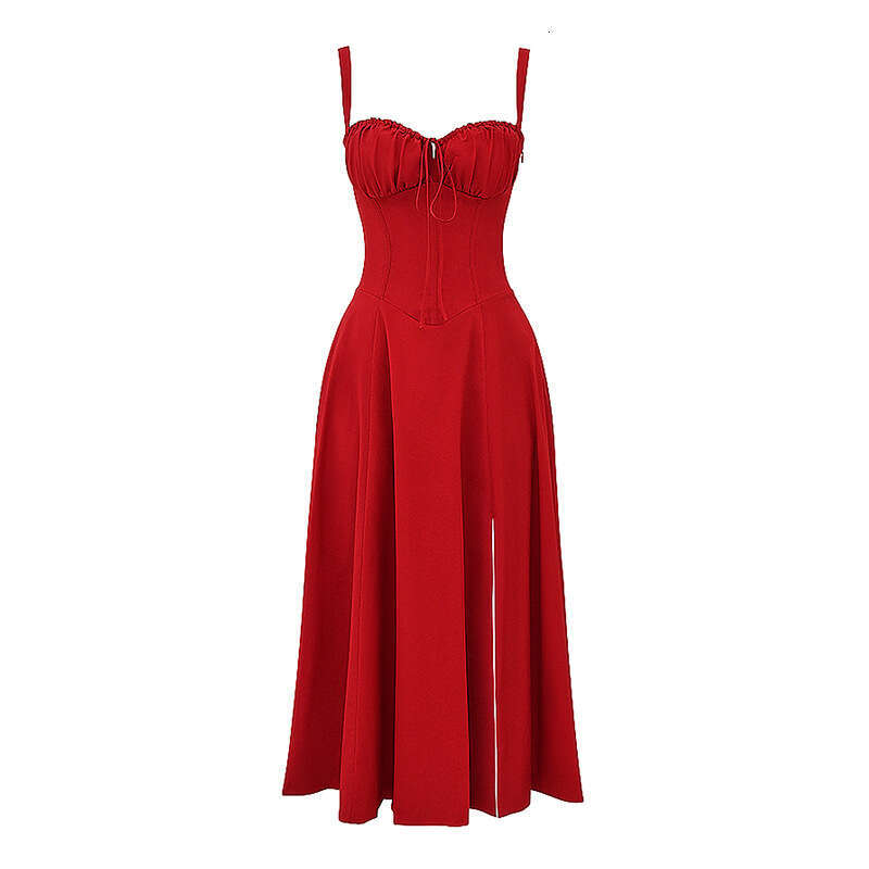 Maxi Dress for Women Women Dresses Whitedress Designer Dresses 810 Summer New 2025 Solid Color Square Neck Sexy Cotton Slim Fit Fishbone Mid-length Sp