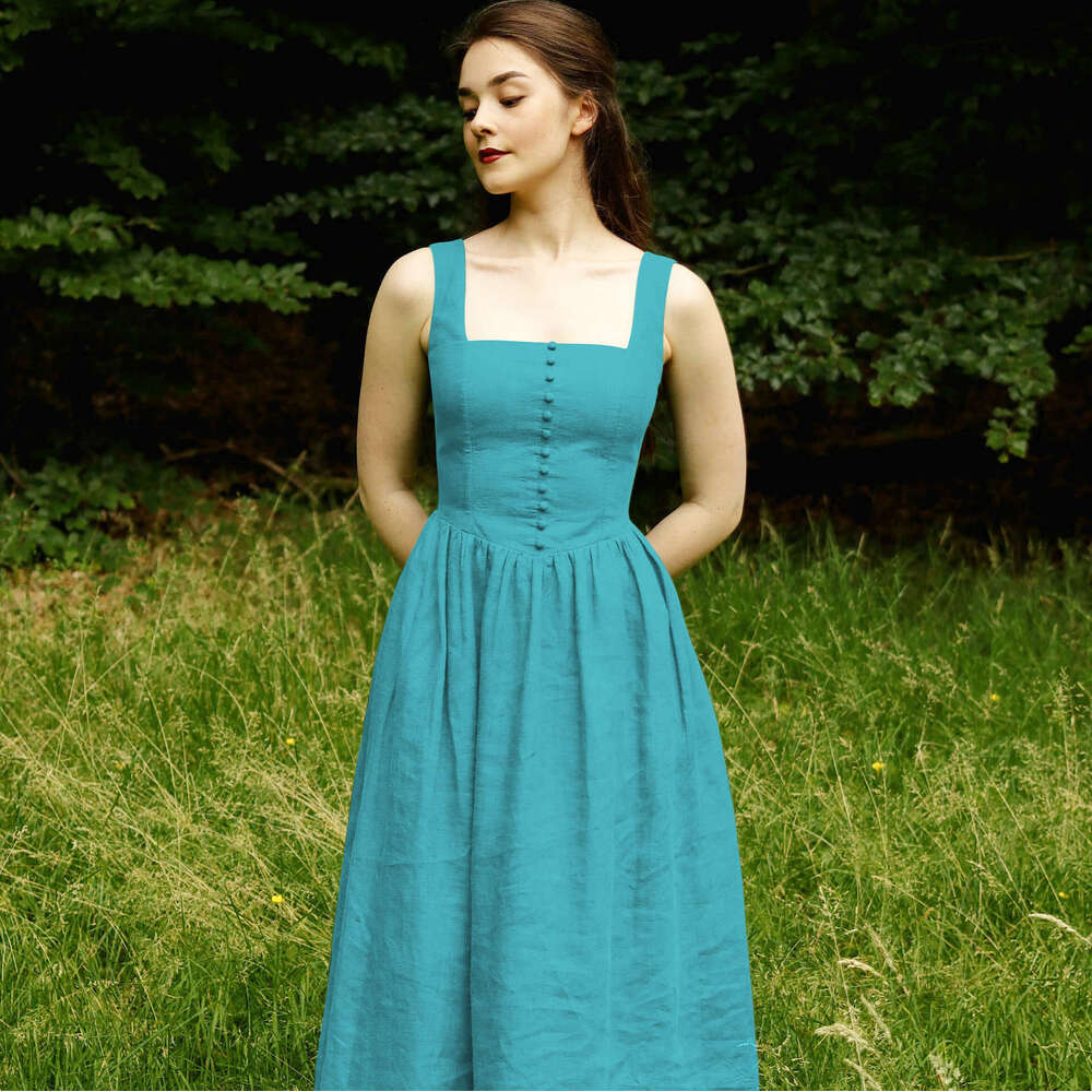 Promdress Plus Size Dresses Sexy Maxi Dress for Women N587 Summer 2025 Solid Color Linen Slim Fit A-line Mid-length Tank Dress French Style Womens Fas