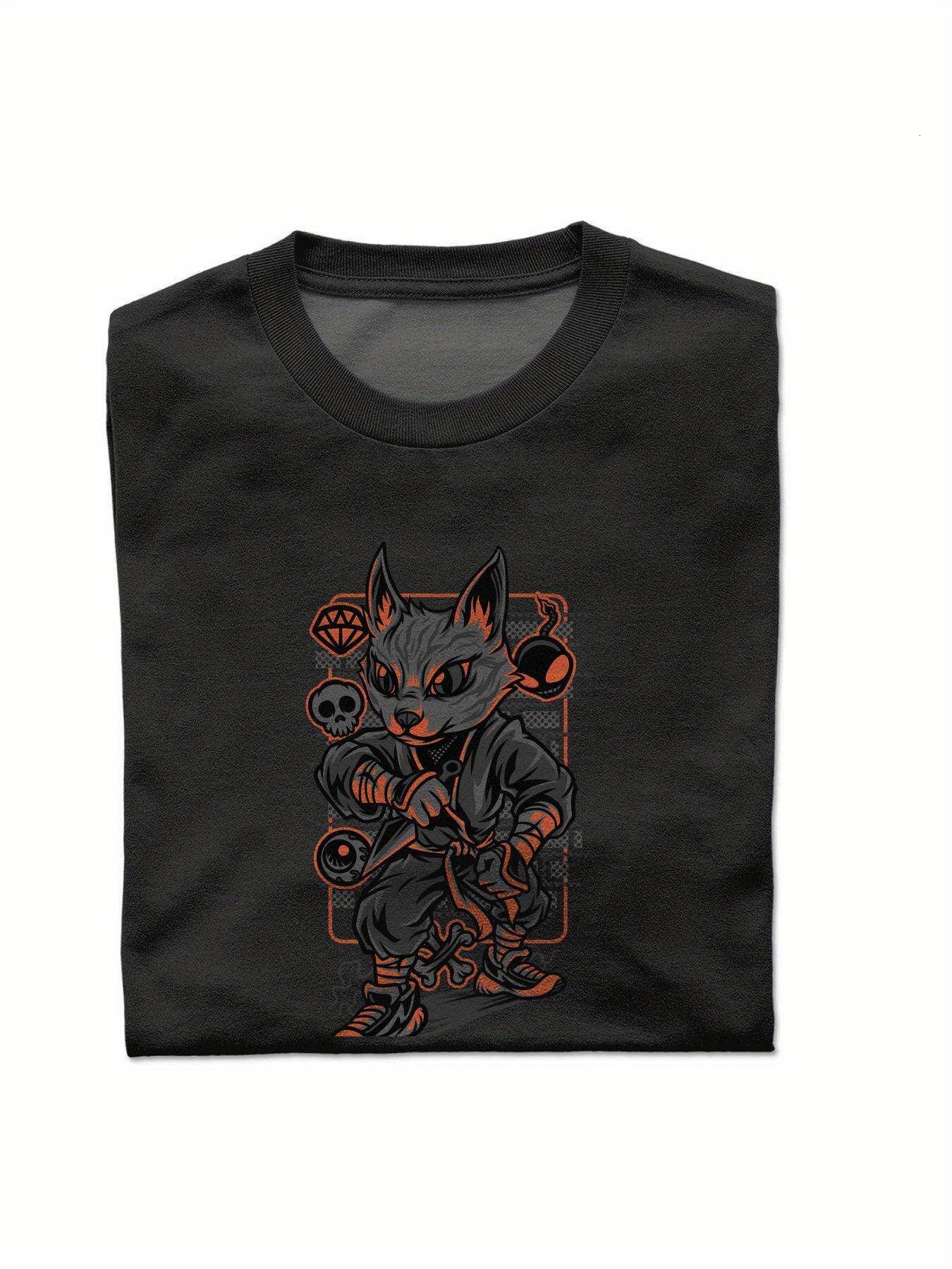 Dongdumaoyi Short Sleeve Black S-3Xl Cotton Graphics T Shirts Adult Round Collar Tiger Men White 180G 578d