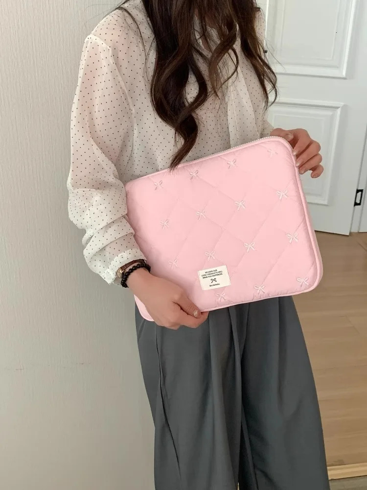 Cute bow Laptop Sleeve Bag 11 13 14 15.6 Inch For Air13 Pro15 16 Ipad10.5/10.9/11 Notebook Storage Pouch 250605