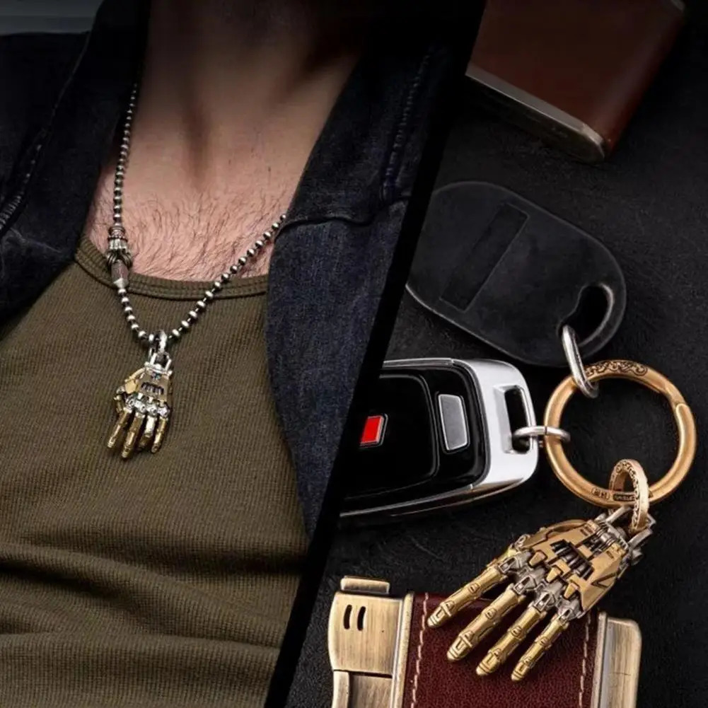 Robot Hand Pendant Mechanical Bionic Hand Pendant with Chain for Men/Women Movable Finger Joints Robot Hand Charm Jewelry 250613