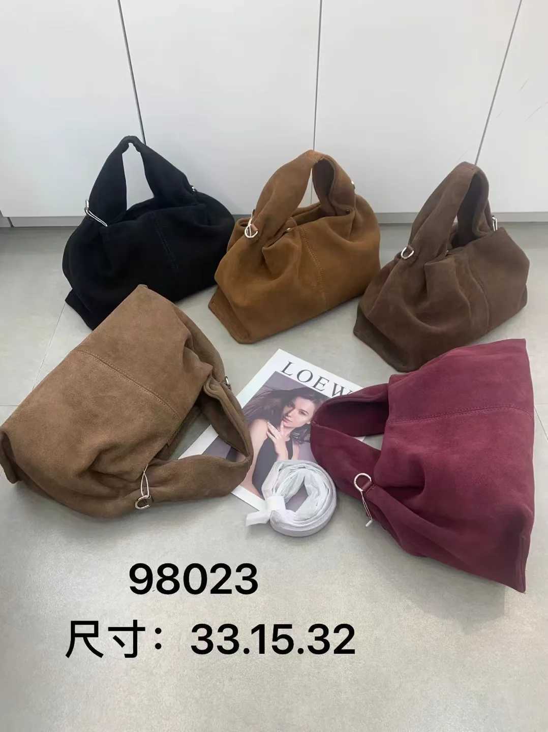 Annmouler French Cow Suede Large Genuine Leather Handbag First Layer Cowhide Leather Top Handle Bag with Shoulder Strap Commute Z250617