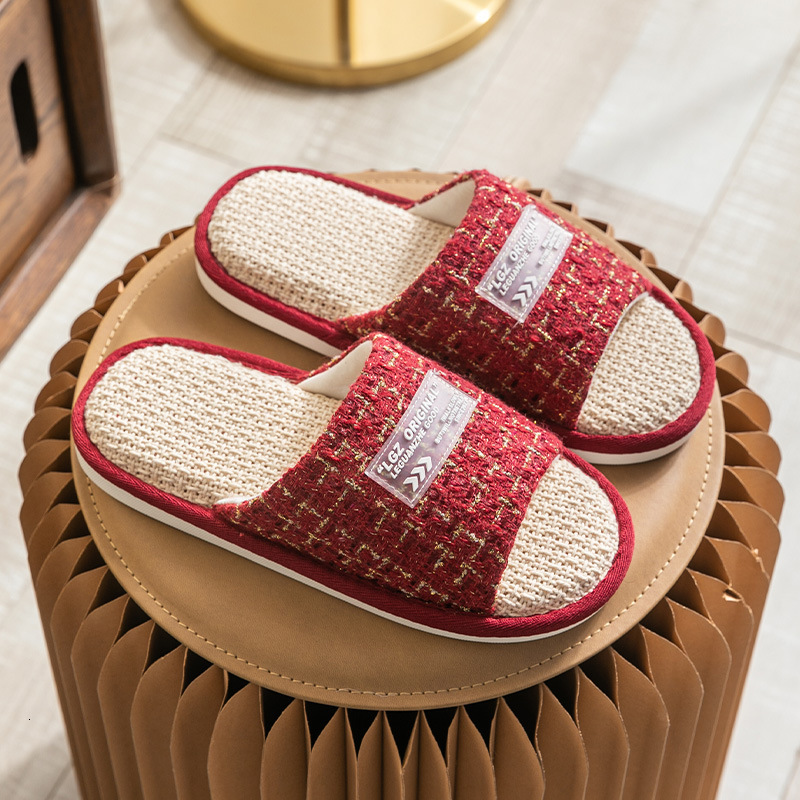 Summer linen women's slippers home indoor men's slippers designer sandals cotton linen soft women's sandals slippers