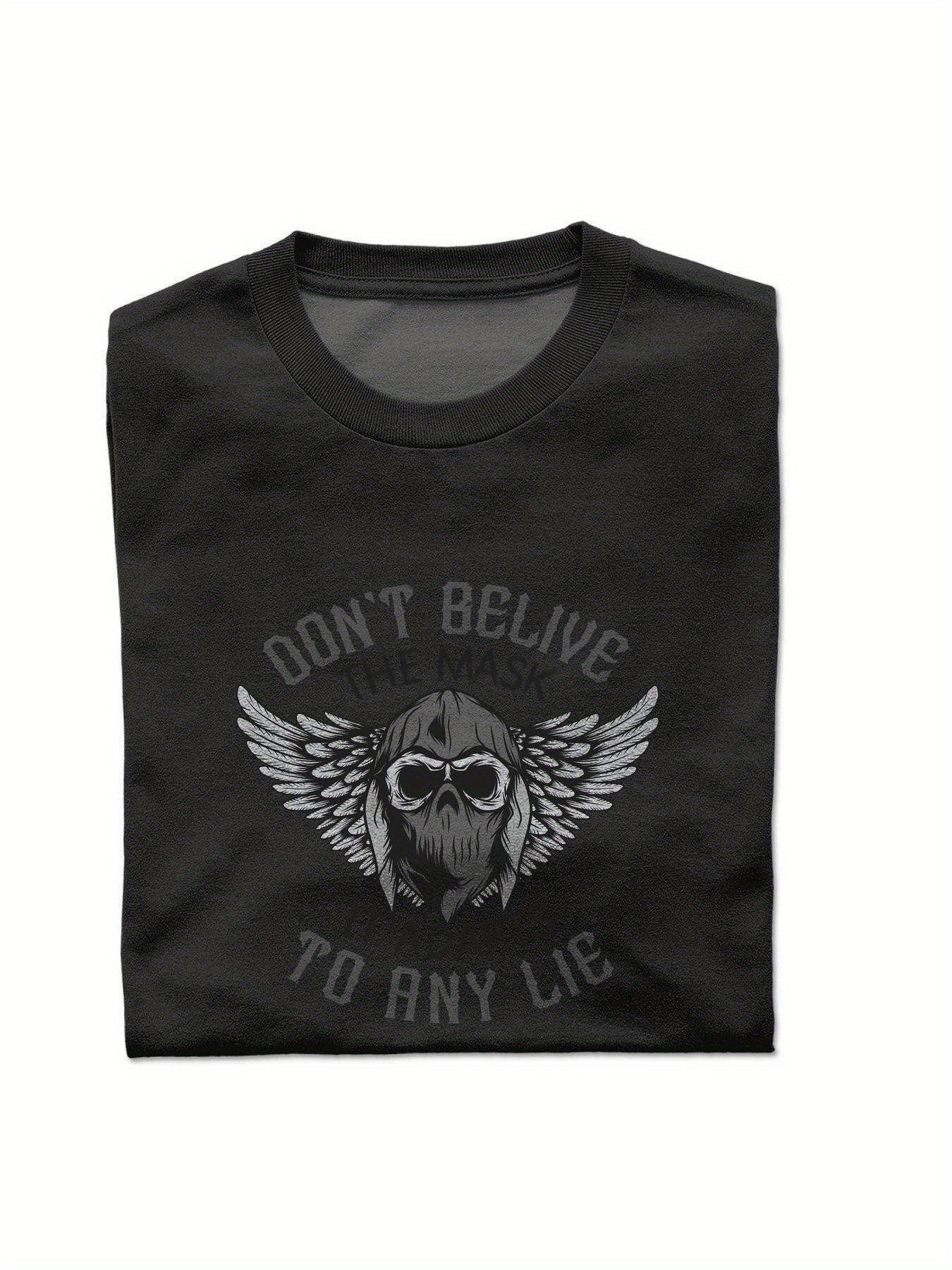 Dongdumaoyi 180G Text Round Collar White T Shirts S-3Xl Black Cotton Men Short Sleeve Graphics Adult Skull 1855