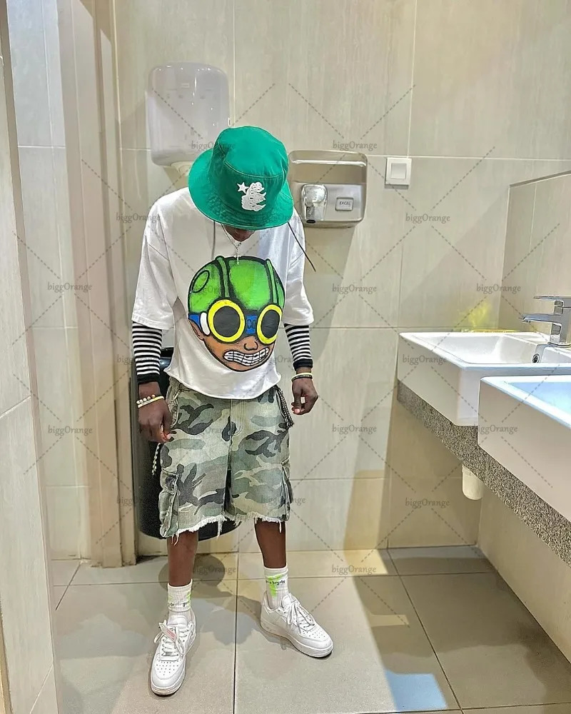 Street Hip-hop Harajuku Y2K Retro Fashionable Loose T-shirt Men American Harajuku Y2K Casual Punk Oversized Top Women 250616